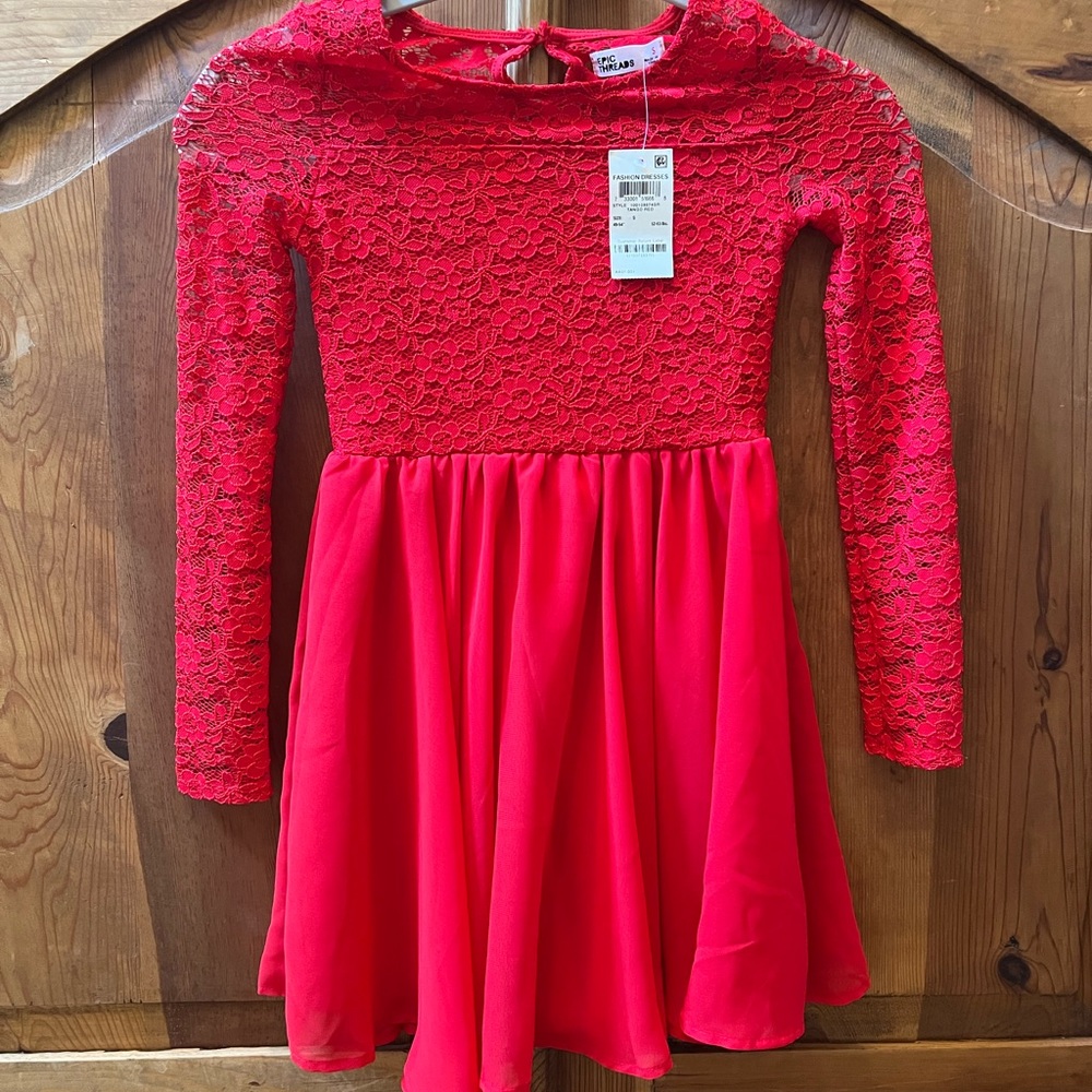 NWT Epic Threads Girls size small red lace/chiffon style dress